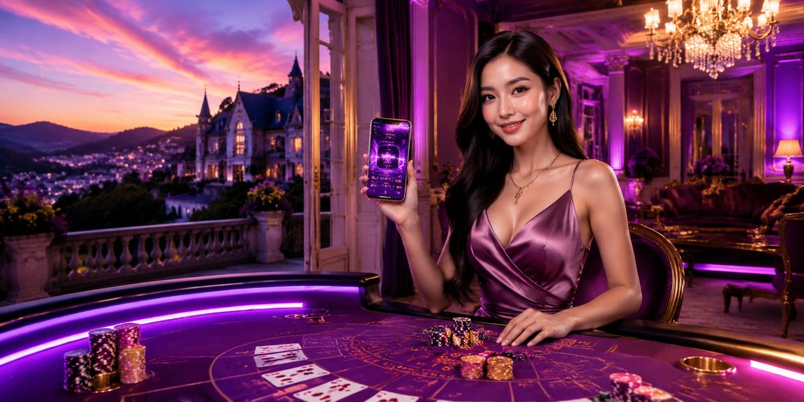 Khung cảnh neon đêm Đà Lạt với người chơi Baccarat trực tuyến trên điện thoại